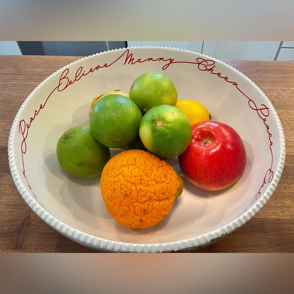 LARGE Better Homes And Gardens Winter Botanical Salad/Fruit Serving Bowl